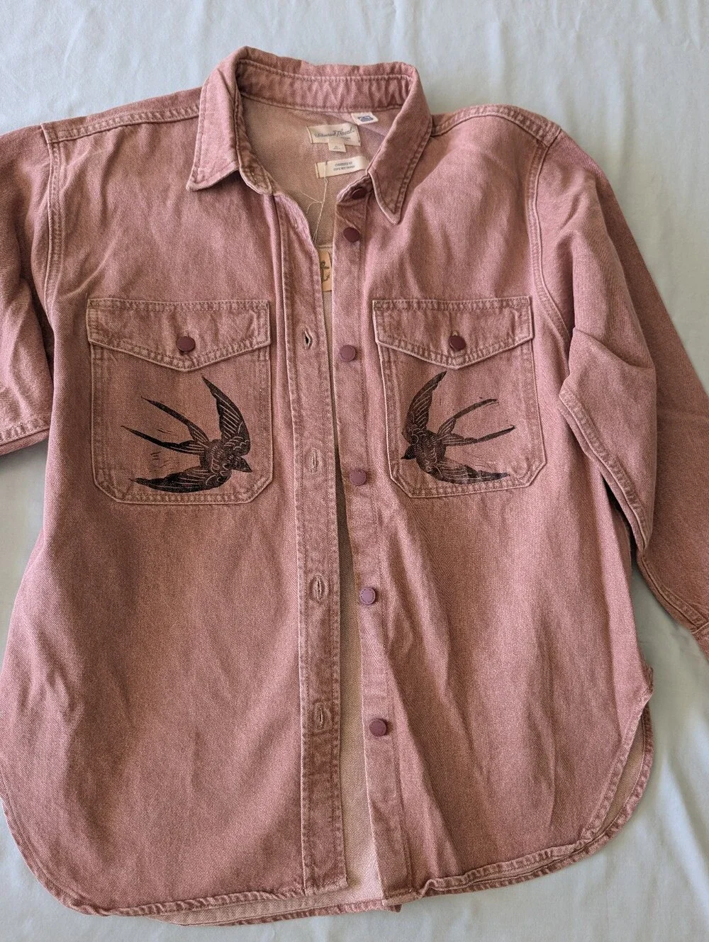 Swallow Bird Block Printed Jacket/Shacket - Picture 1 of 8